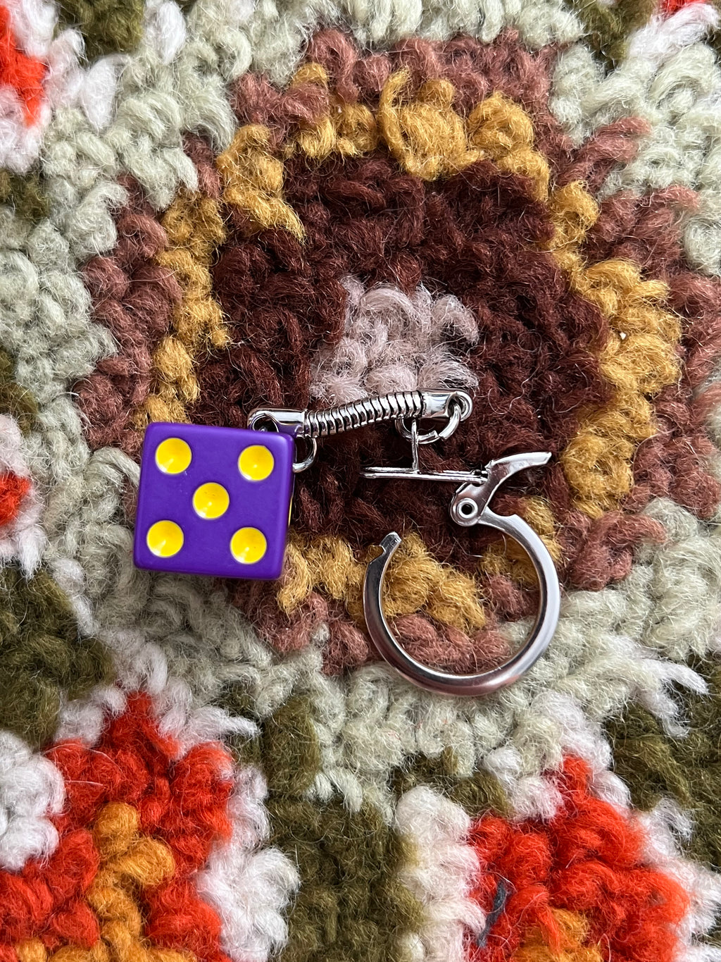 Handmade Vintage Purple Small Dice Keychain