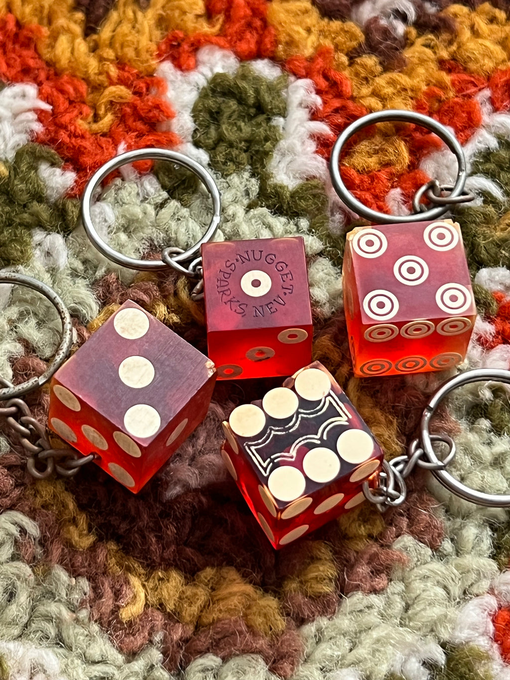 Handmade Vintage Red Casino Dice Keychains