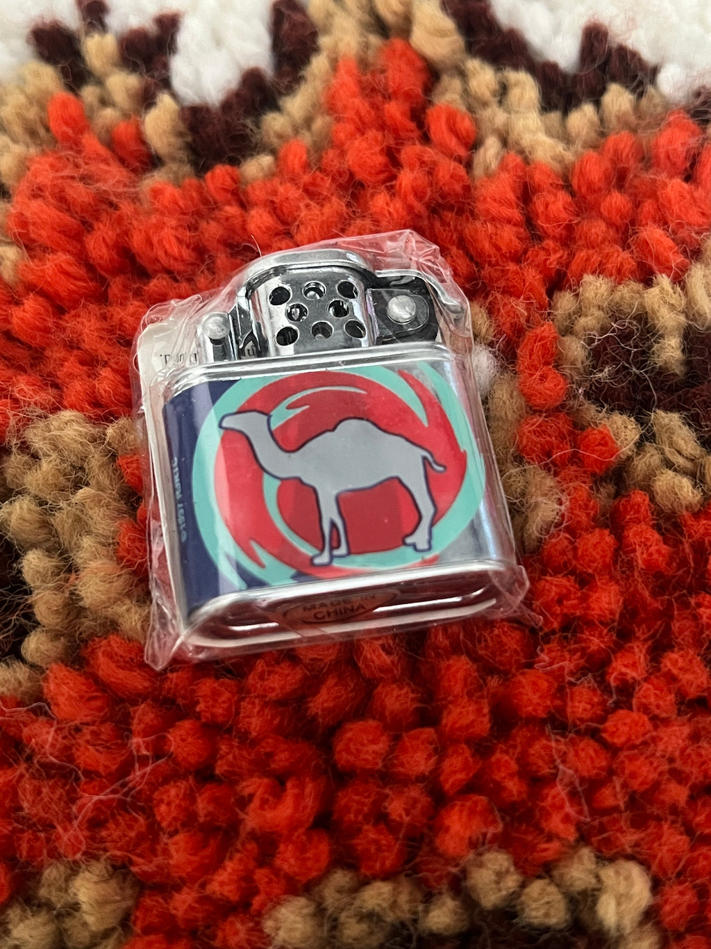 Vintage 1997 Camel Mini Lighter – RJRTC Swirl Design Flip Top, New Old Stock